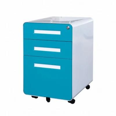 Steel 3 Drawers Movable Cabinet