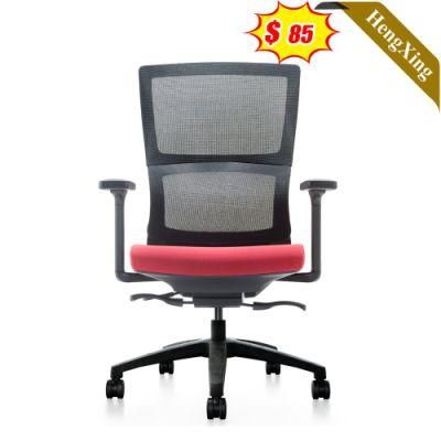 Simple Design Furniture Ergonomic Chairs with Wheels Office Room Middle Back Red and Black Mesh Chair