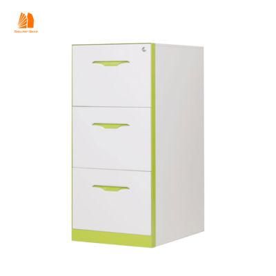 Steel Office Furniture Colorful Metal Vertical 3 Drawer Filing Cabinets