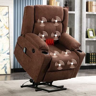 Brown Reclining Gamer Lifting Chair with Massage Function