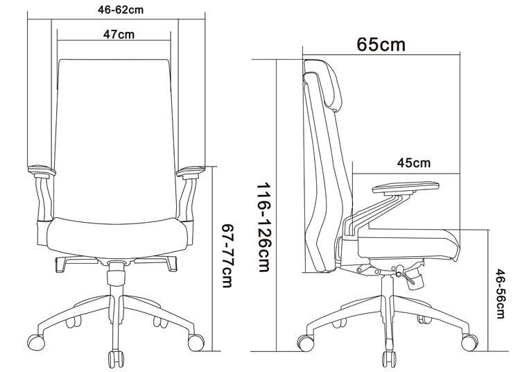 Adjustable Executive Office Chair High Back PU Leather Style Furniture
