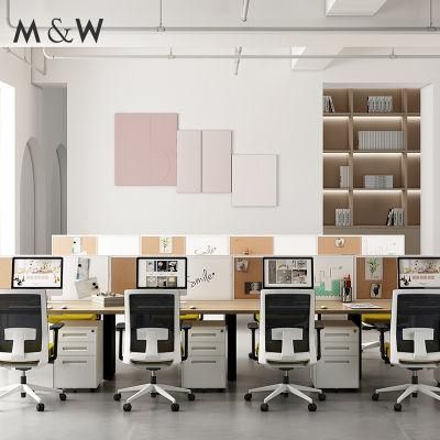 Modern Design Modular Steel Frame Wooden Desktop Desk General Use 8 Person Open Office Space Office Workstation