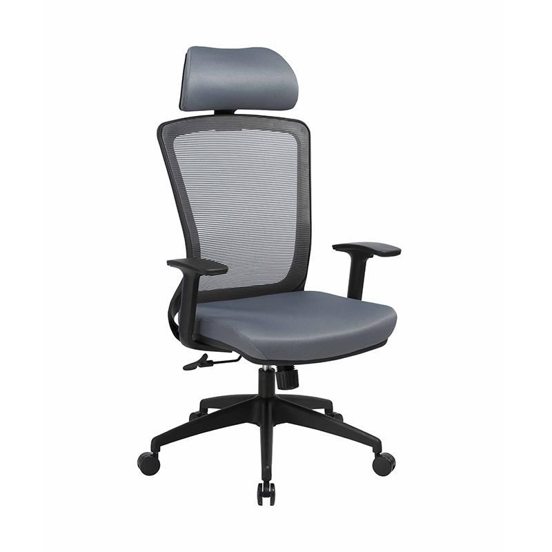 2D Armrest and Nylon Feet Mesh Executive Office Chair with Headrest