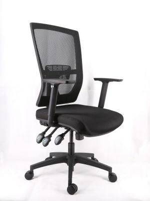 3 Lever Heavy Duty Mechanism Nylon Base and PU Castor with Adjustable Arms and Lumbar Support Chair