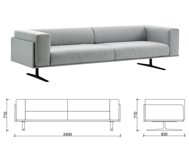 Customizable Modern Concise Style Fabric Double Color Living Room Furniture 3 Seater Office Sofa