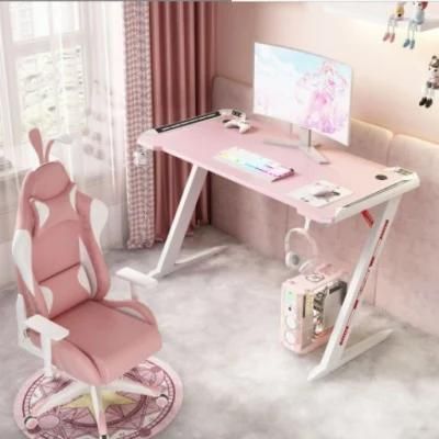 Elites Pink Style Girl Series Home Office Table Carbon Fibre Desk Top Waterproof PC Gaming Desk