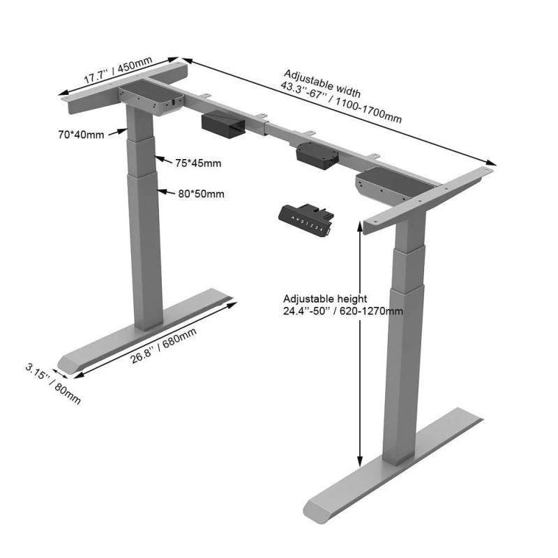 Office Motorized Adjustable Desk Frame Dual Motor Ergonomic Electric Table