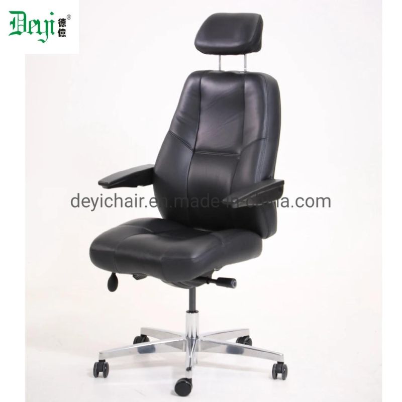 Black PU Leather Upholstery High Back Adjustable Arm Headretst Available Chrome Base Shock Proof Caster Executive Chair