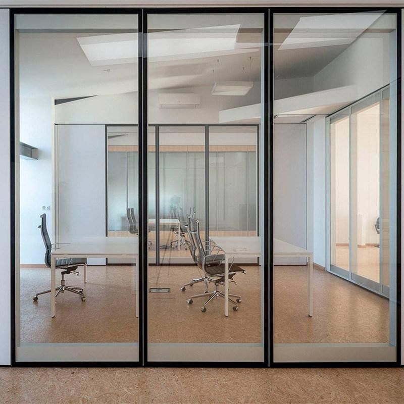Interior Glass Pillar Partition Collapsible Glass Wall Aluminum Frame Wall