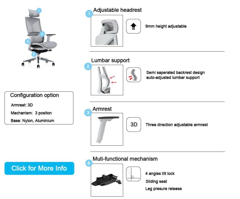 Comfortable Middle Back Full Mesh Manager Chair High-Quality Mesh Office Chair with Ergonomic Backrest