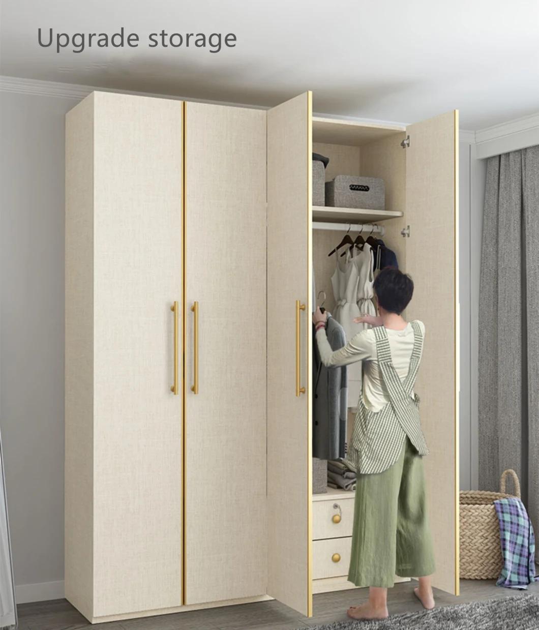 Log Color Minimalist Style 5-Door Set-Closet Bedroom Furniture Wooden Melamine Laminated Wardrobe