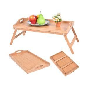 Portable Fancy Bamboo Laptop Desk Table Serving Bed Trays with Folding Leg