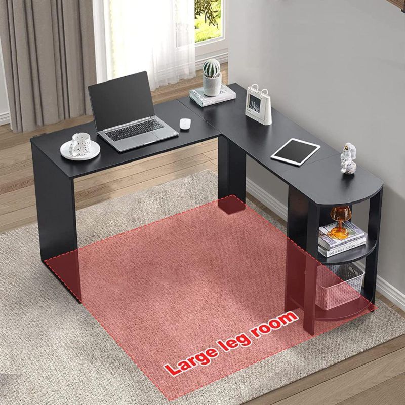 L-Shaped Computer Desk with Wider Desktop and Large Storage Space