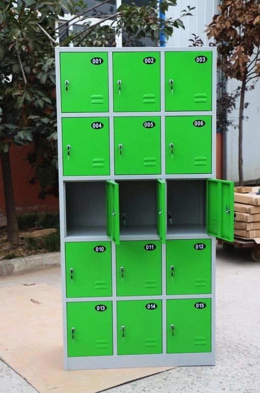 Factory Used 15 Door Metal Staff Storage Cabinet Steel Locker