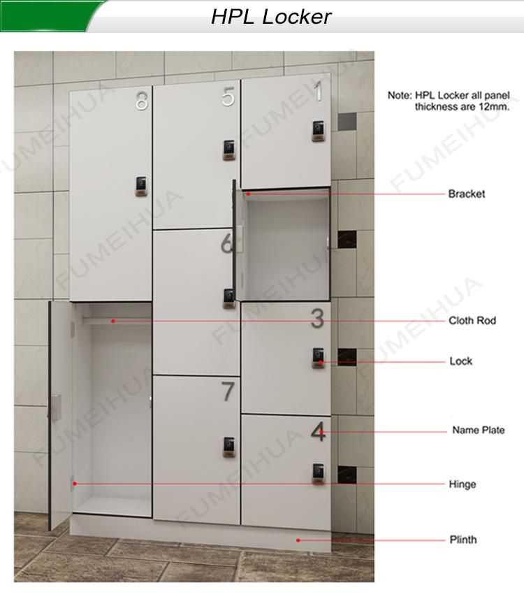 Public Use Locks for Sauna 10 Tiers Compartment Lockers
