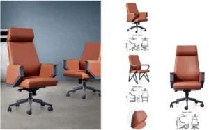 Genuine Leather Swivel Task Chair with Aluminium