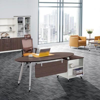 Straight I-Shaped Oval Small Staff Computer Table Metal Frame Leg Office Furniture Desk for Home