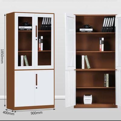 Wholesale Office Cabinet 2 Swing Glass Door Cabinet Steel Cupboard with 5 Shelves