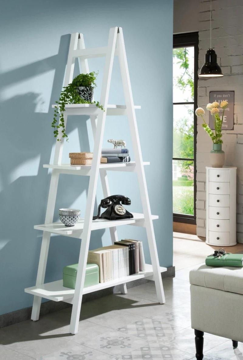 Triangle Wood Bookshelf 4 Tiers Ladder Bookshelf