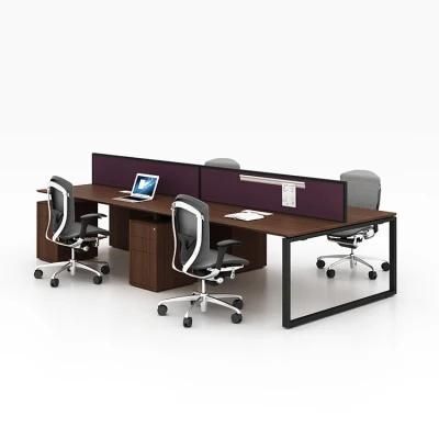 Modern Office Furniture 4 Person Wooden Partition Design Staff Working Desk Office Workstations
