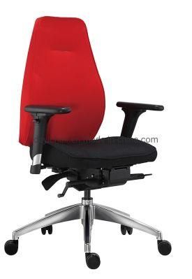 Red Fabric Back Black Seat No Headrest High Back Functional Frame Ratchet Back Adlustable Arm Computer Chair