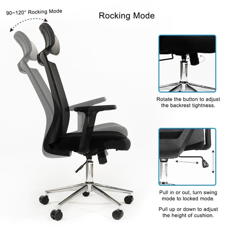 Ergonomic Office Chair with Adjustable Sponge Lumbar Support, Comfortable Thick Cushion High Back Desk Chair with Adjustable Headrest