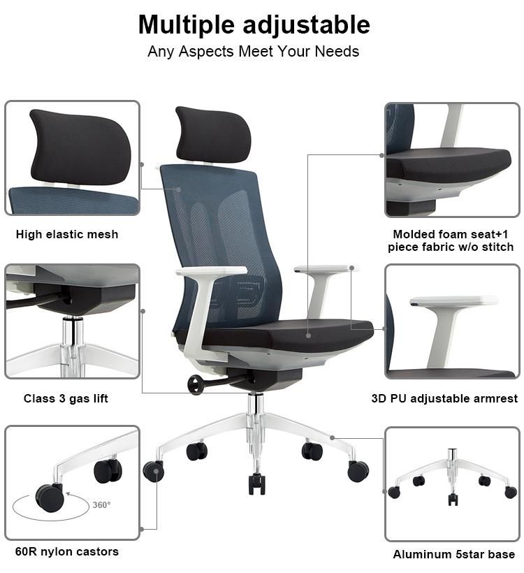 Executive Black High Back Mesh Office Chair Sillas De Oficina Adjustable Armrest Ergonomic Chairs