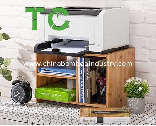 Hotselling Desktop Printer Stand, Storage Desktop Shelf, Desk Stand Bookshelf 2 Tier Wood Desk Organizer for Printers Wood Printer Stand