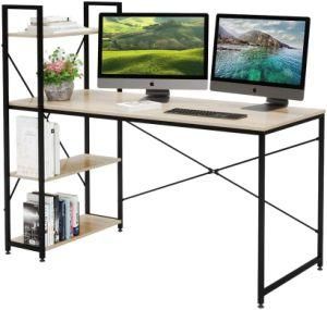 Computer Desk with Shelves, Modern Writing Desk with Bookshelf, Study Desk Writing Table for Home Office
