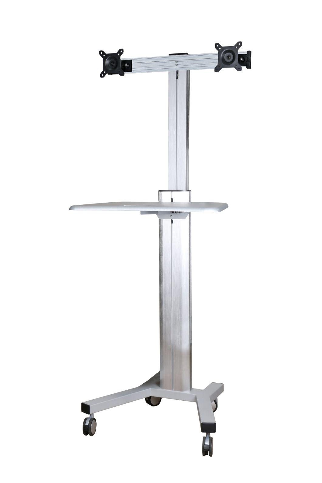 Mobile Computer Workstation Double Monitors 10-24" Height Adjustment (PC 1602B)