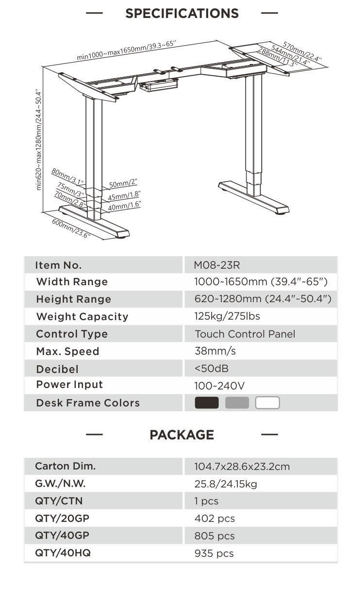 Modern Compact Dual Motor Electric Height Adjustable Office Desk