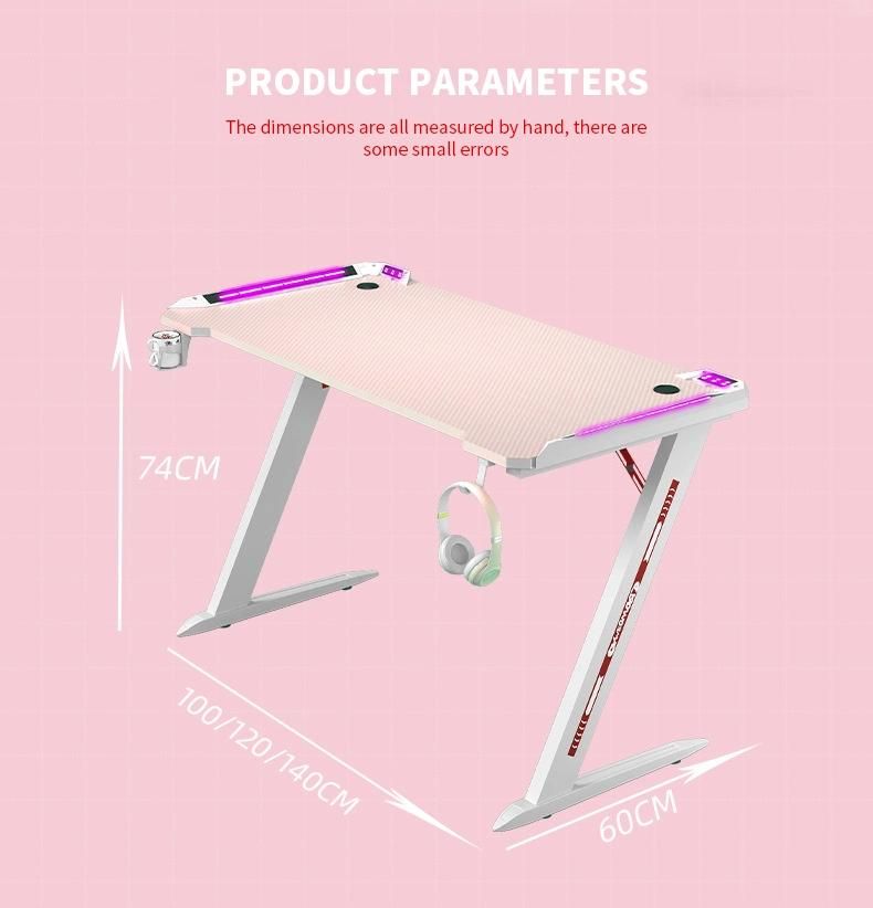 Elites Carbon Fibre Desk Top Wholesale Low MOQ E-Sports Computer Gaming Desk with LED Computer Table Gaming Desk