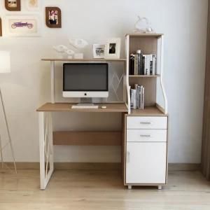 Small Wooden Computer Desk with Drawer and Shelf in Study Room