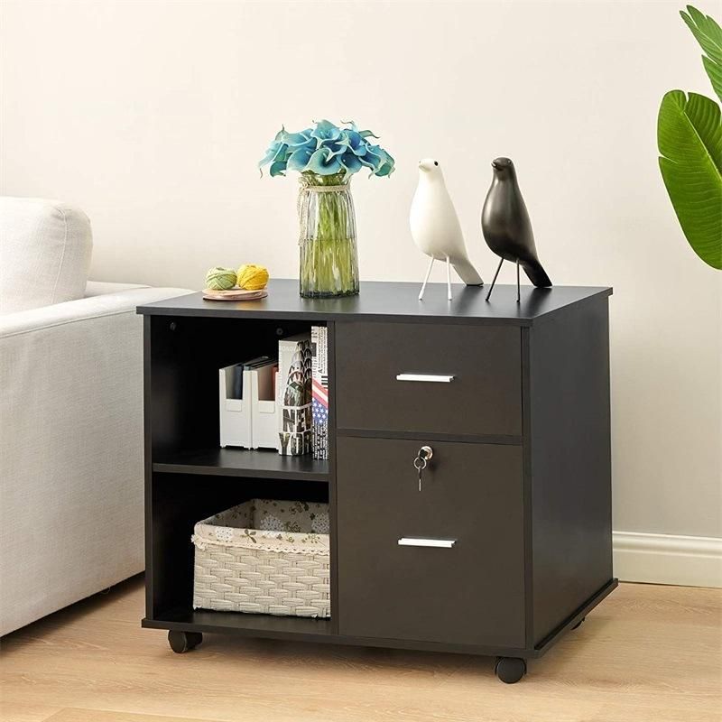 2 Drawers Wooden Lateral File Cabinet with Lock Mobile Filling Cabinet for Home Office