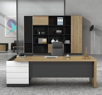 Luxury Wood Office Furniture MFC Executive L-Shaped CEO Work Computer Desk