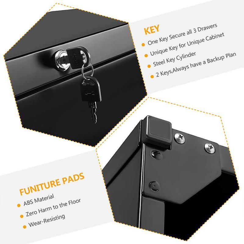 White Three-Layer Large-Capacity Metal Filing Cabinet.