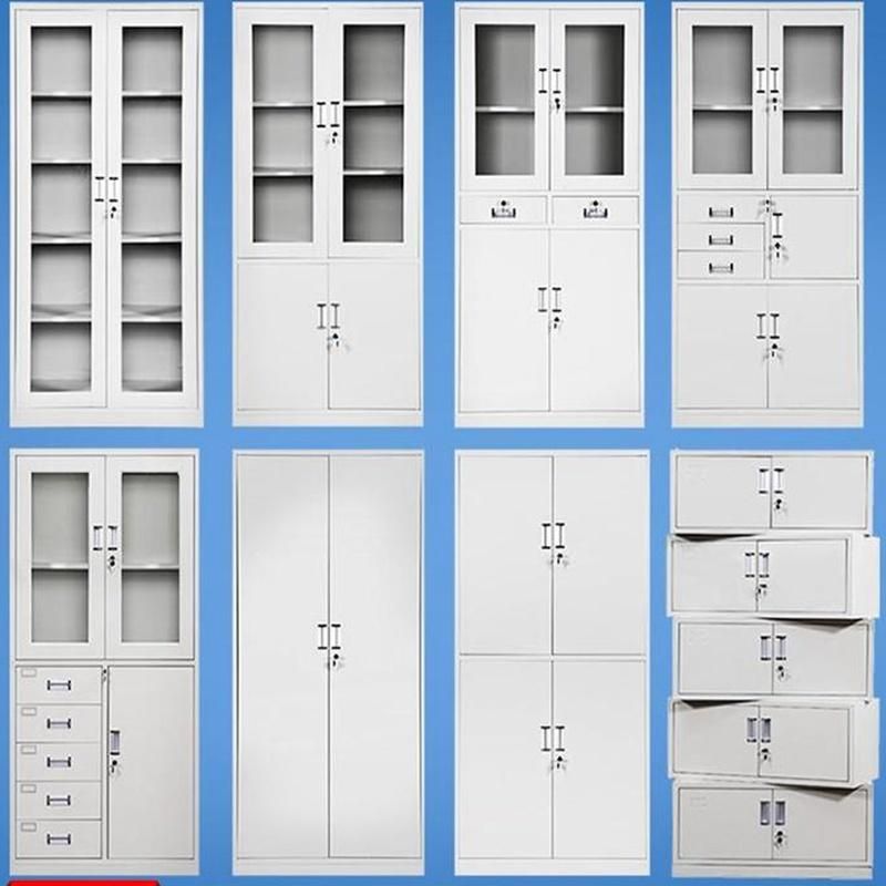 Wholesale Office Cabinet 2 Swing Glass Door Cabinet Steel Cupboard with 5 Shelves