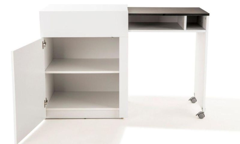 White Computer Desk, Wood Computer Table with Cabinet, Home/Office Furniture