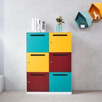 New Product 3mm Edge Design 6 Door Storage Cabinet with Slot on Door