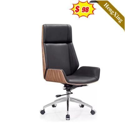 Black PU Leather Plywood Veneer Chairs Office Furniture Swivel Height Adjustable Chair