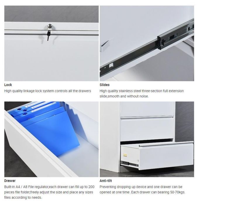 Office Width Size Drawings 2 Tiers Metal Storage Filing Cabinet