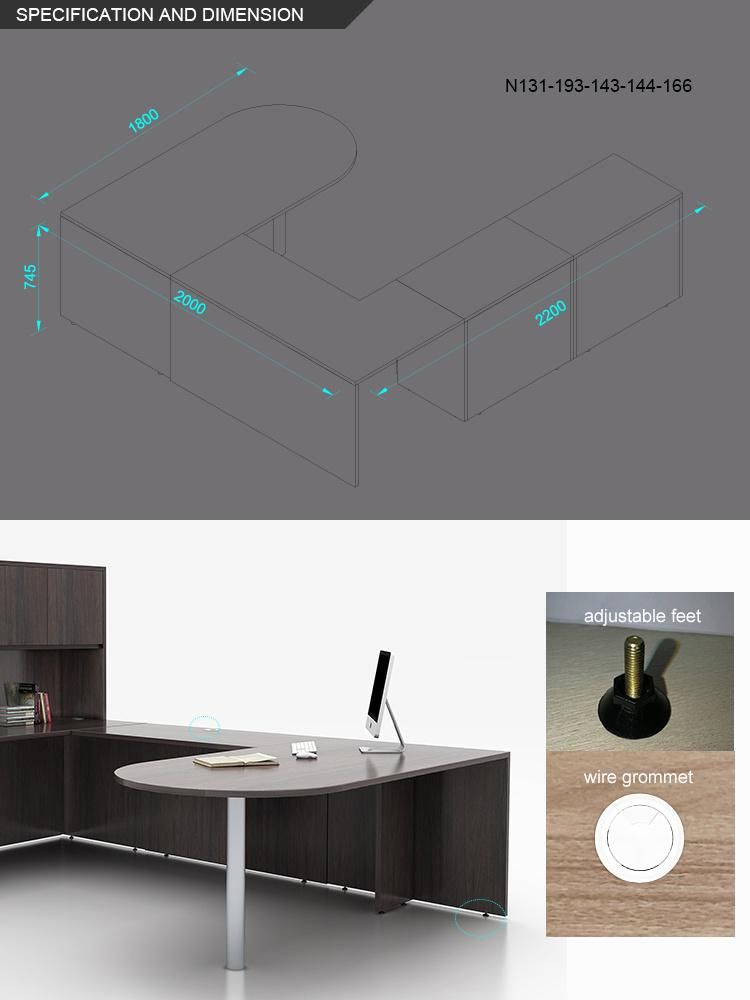 Customized L Shape Luxury Wooden Manager Desk Furniture Set Office Table Executive CEO Desk Office Desk