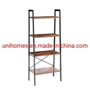 Ladder Shelf, 4-Tier Bookshelf, Storage Rack Shelves, Bathroom, Living Room, Industrial Accent Furniture, Steel Frame
