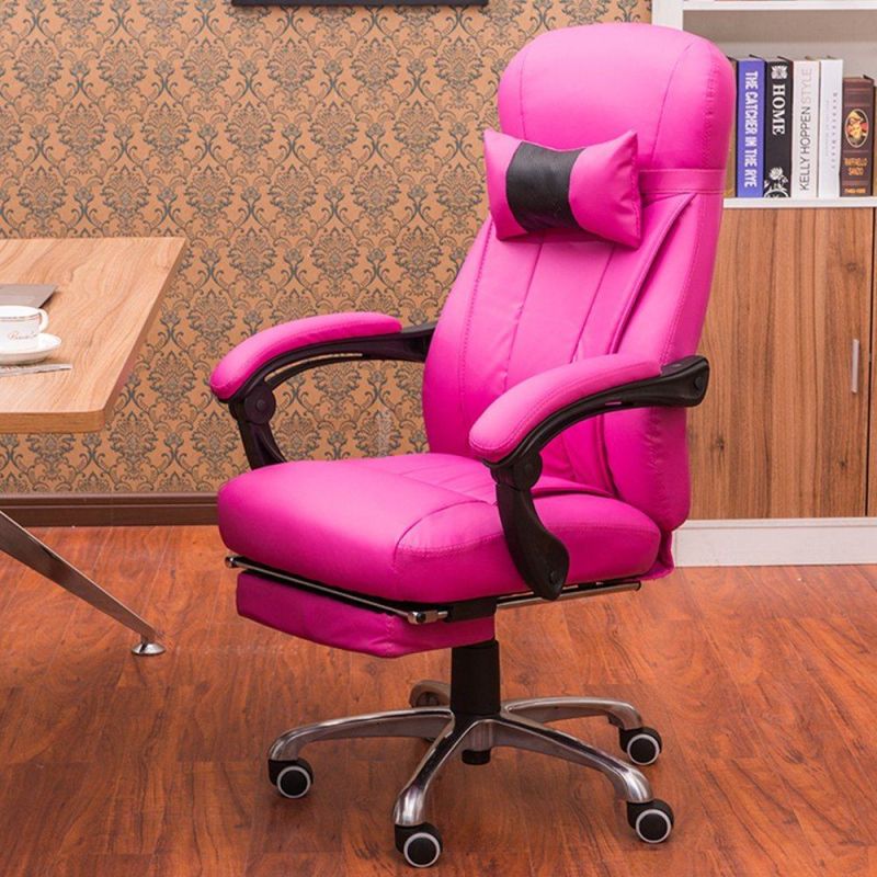 White PU Leather Office Chair with Reclining Backrest