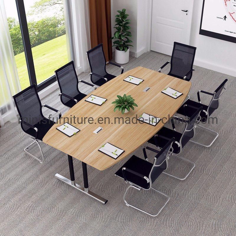 (M-CT345) Commercial Furniture Wood Color Office Table with 8 Office Chairs