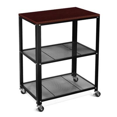 Metal Frame Wooden Shelf with Heavy-Duty Casters