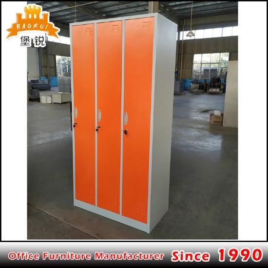 Fas-026 Powder Coat Finishing Kd 3 Door Steel Cabinet Metal Clothes Locker