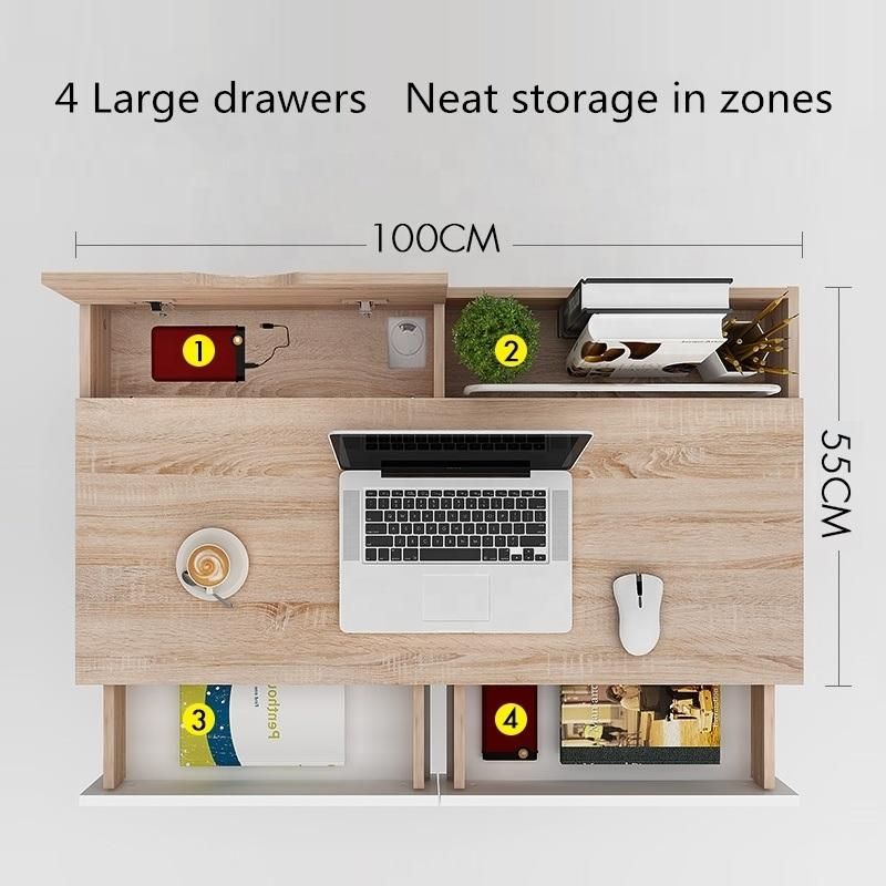 Wooden Furniture Office Studing Desk with Computer Side Table