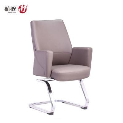 Chromed Bow Shape Legs MID Back Leather Office Chair Meeting Chair
