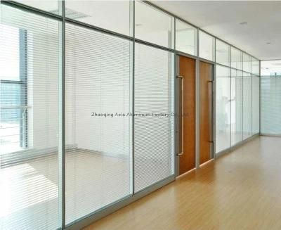 Silver Anodized Aluminum Office Partion with Glass on Both Sides